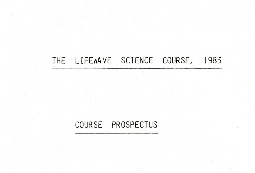 Lifewave Science Course Prospectus 1985
